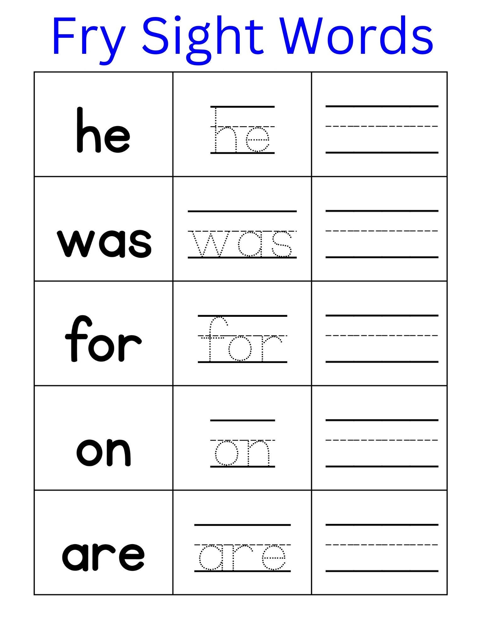 Tracing Sight Words Worksheets Kindergarten
