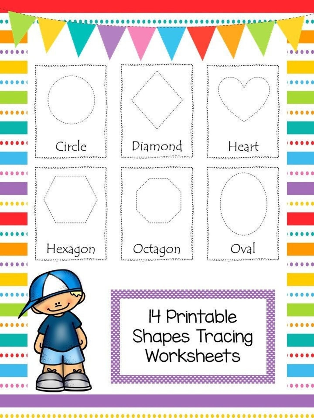 14 Full Page Basic Shape Tracing Worksheets Preschool 