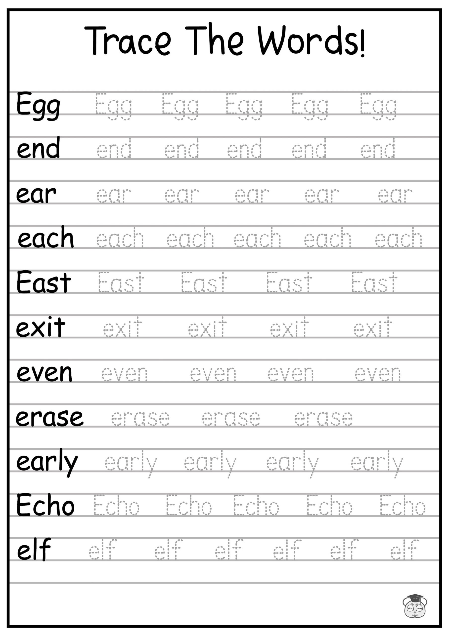 24 Printable Trace The Words Worksheet Alphabetical A Z Capital 