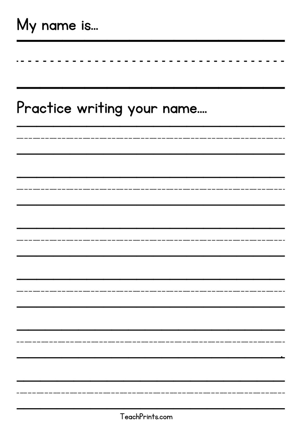 32 Free Blank Name Tracing Worksheets Teach Prints