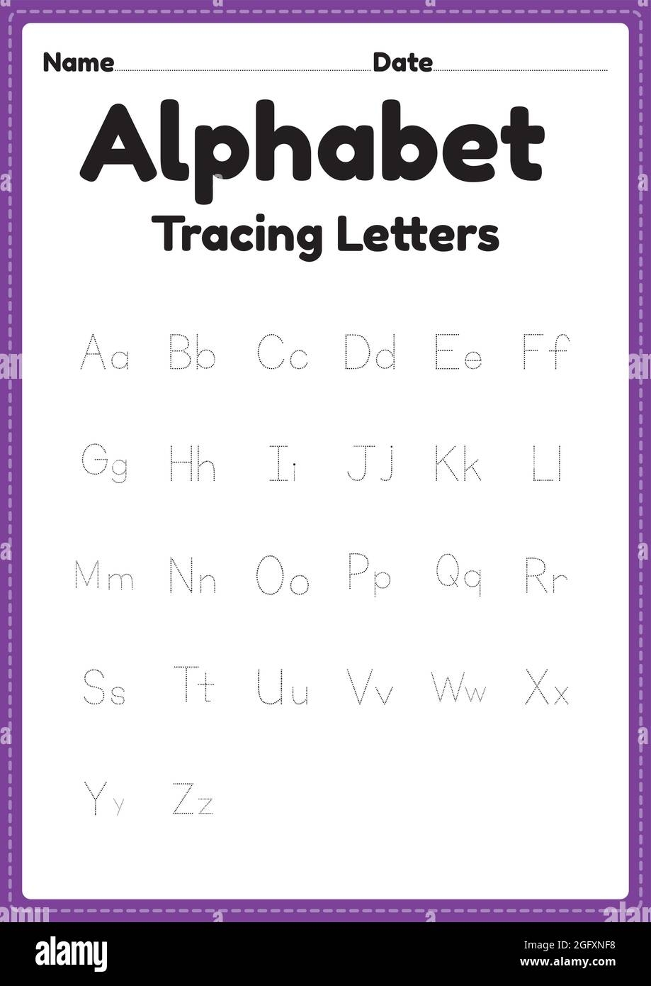 Alphabet Letter Tracing Worksheet For Kindergarten And Preschool Kids For Handwriting Practice And Educational Activities In A Printable Page Stock Vector Image U0026 Art Alamy