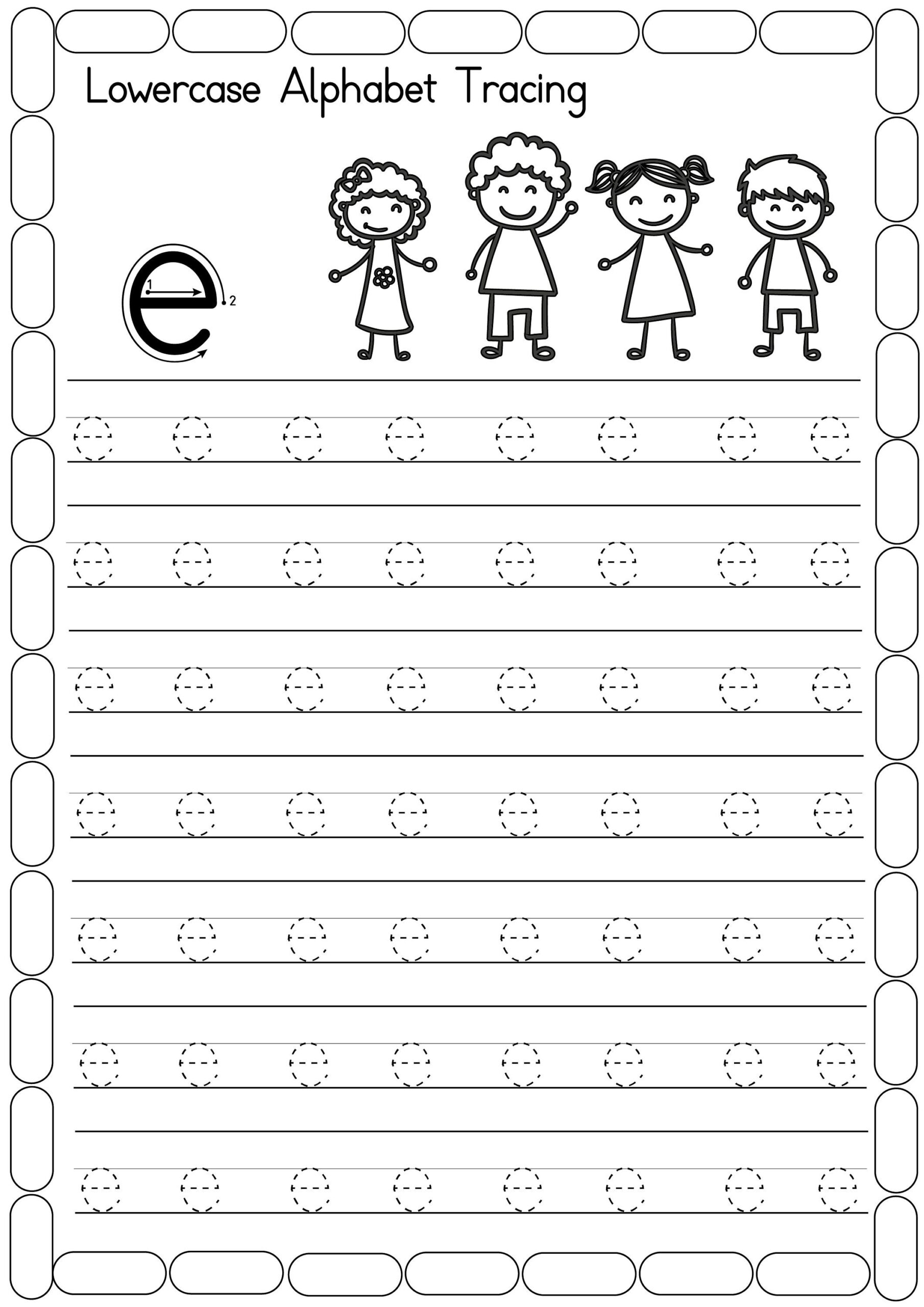 Alphabet Tracing 26 Printable Lower Case Alphabet Tracing 