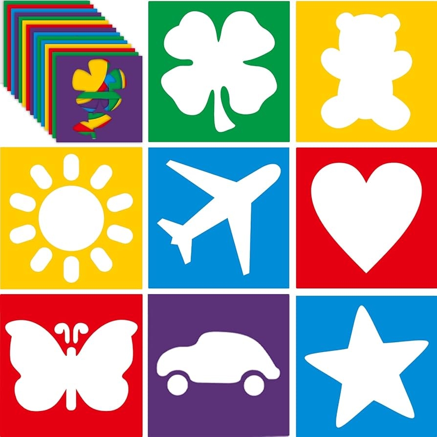 Amazon Epakh 24 Pieces Stencils For Kids 8 Inches Drawing Stencils Chalk Template Large Washable Geometric And Garden Themed Primary Shape Template For Kids Toddlers Preschooler Primary Style Arts Crafts U0026 Sewing