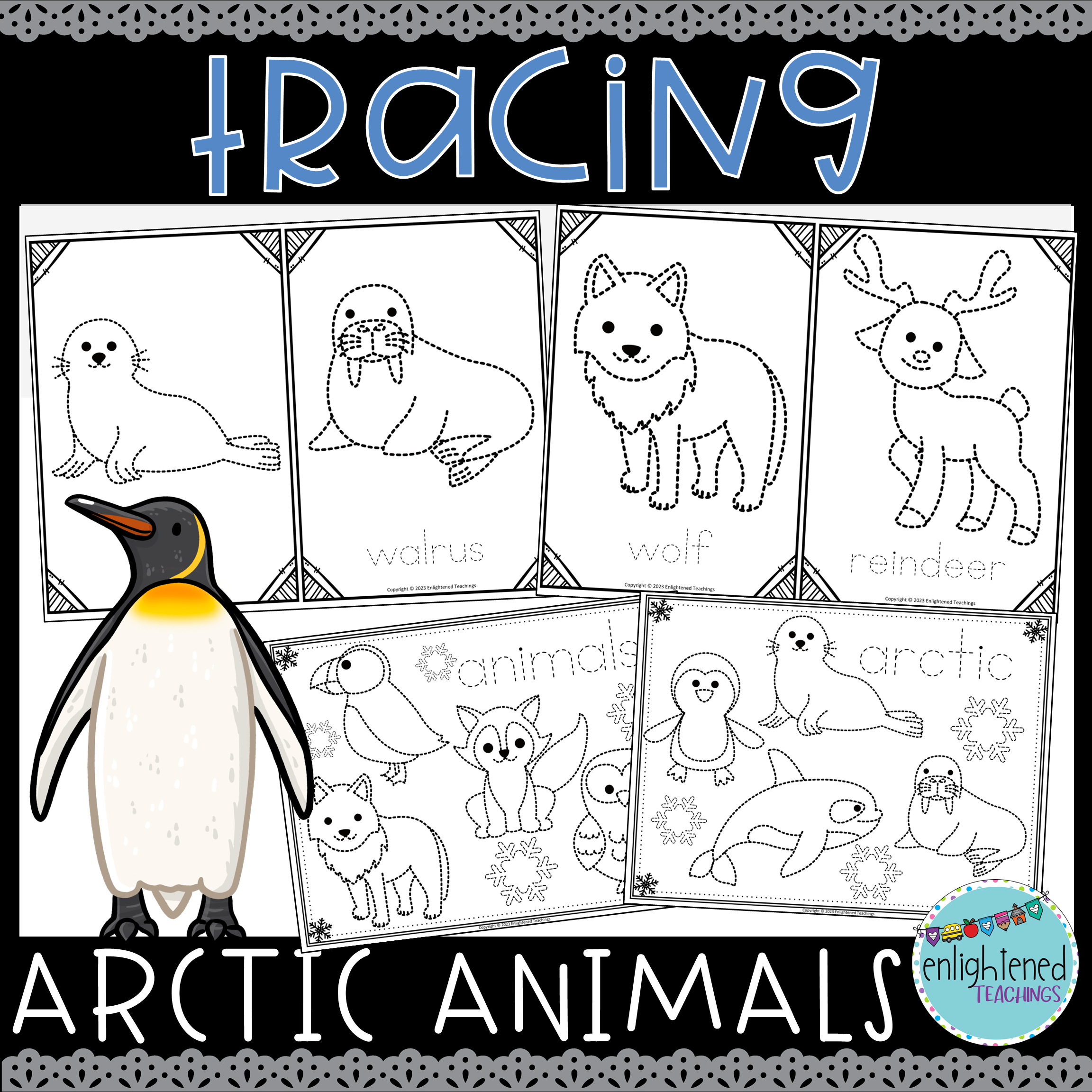 Arctic Animal Tracing Worksheets Fine Motor Activity Winter Prewriting Worksheets Made By Teachers