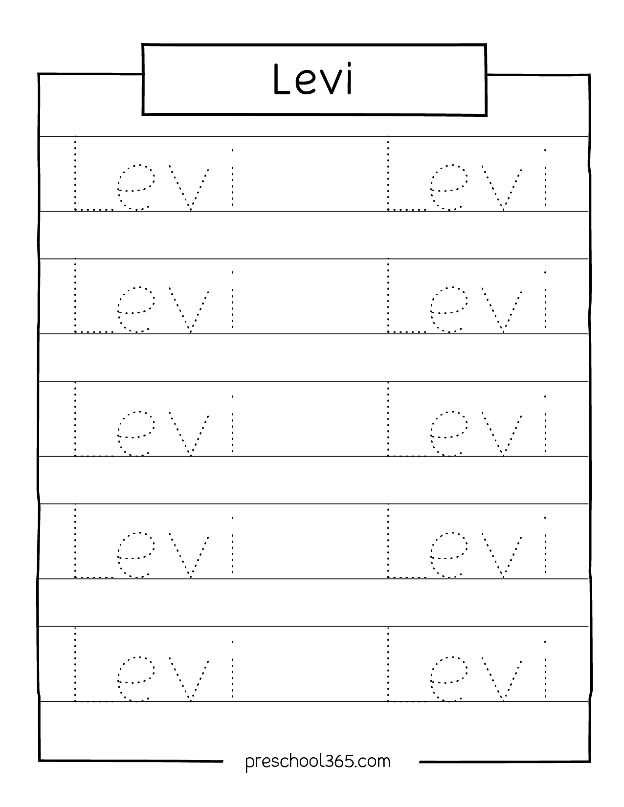 Printable Name Tracing Pages For Preschoolers