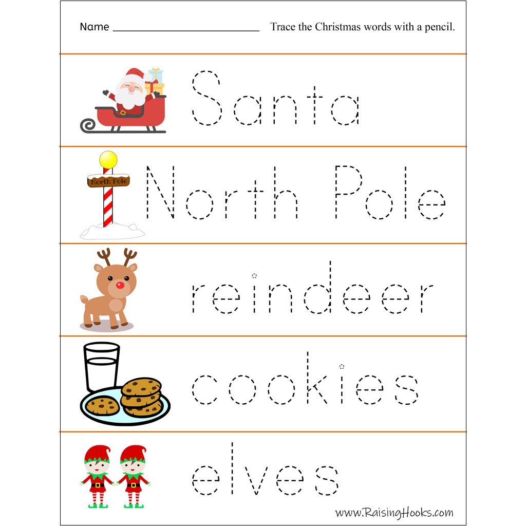 Christmas Tracing Worksheets Raising Hooks