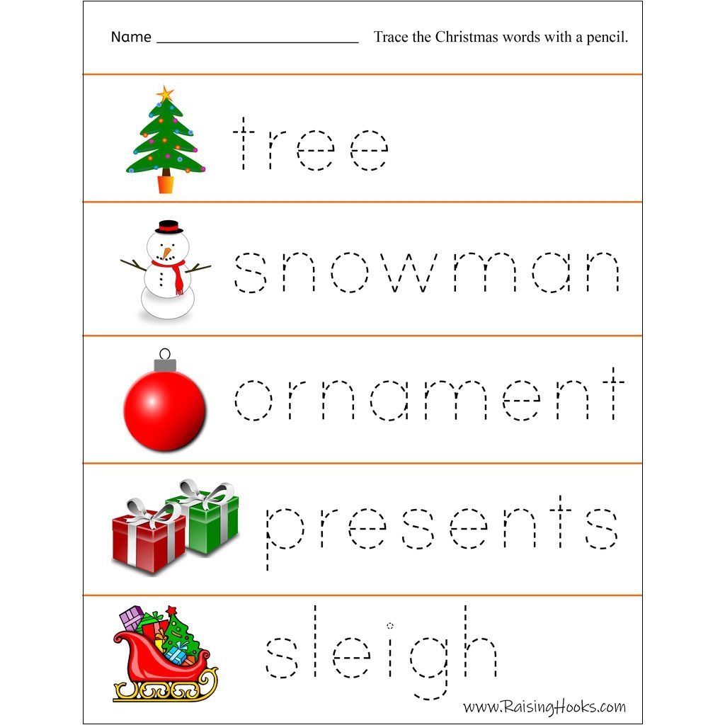 Free Printable Christmas Tracing Worksheets