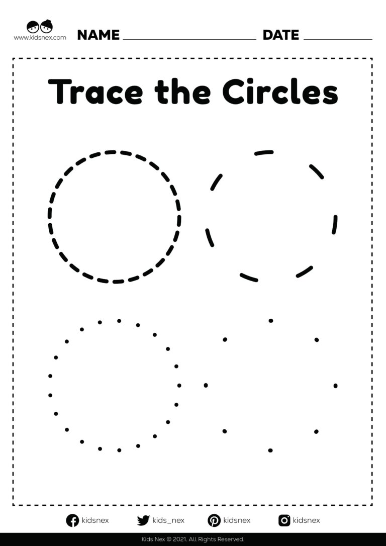 Circle Tracing Worksheet PDF Printable KidsNex