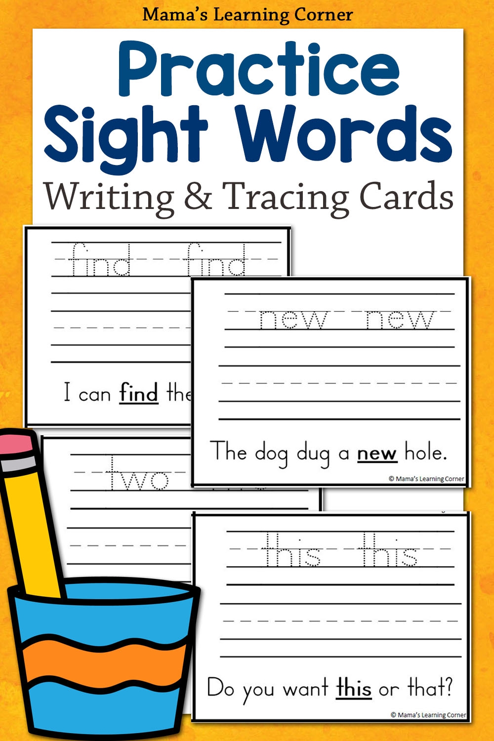 Kindergarten Sight Words Tracing Worksheets Printable