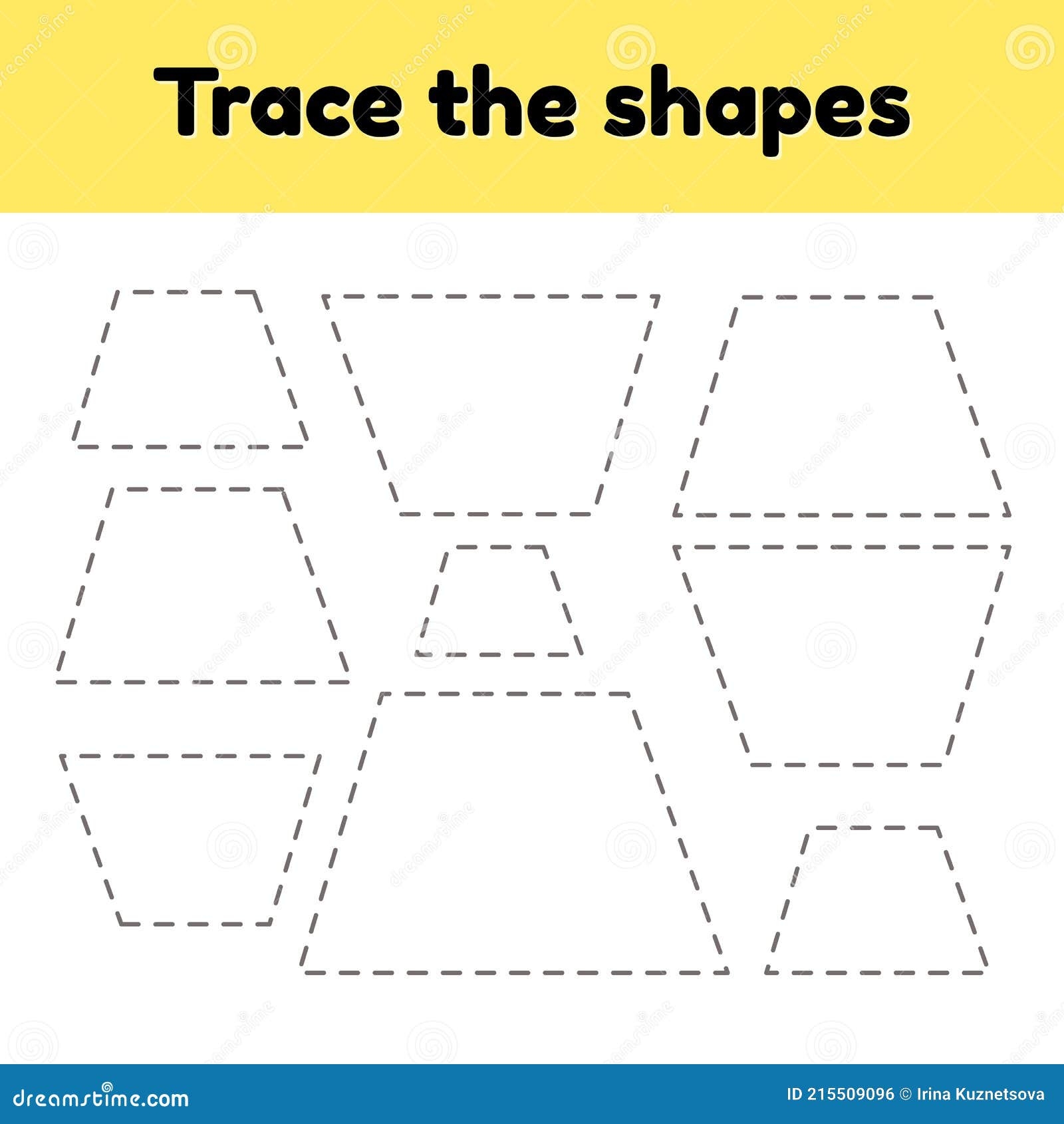 Educational Tracing Worksheet For Kids Kindergarten Preschool And School Age Trace The Geometric Shape Stock Illustration Illustration Of Dashed Design 215509096