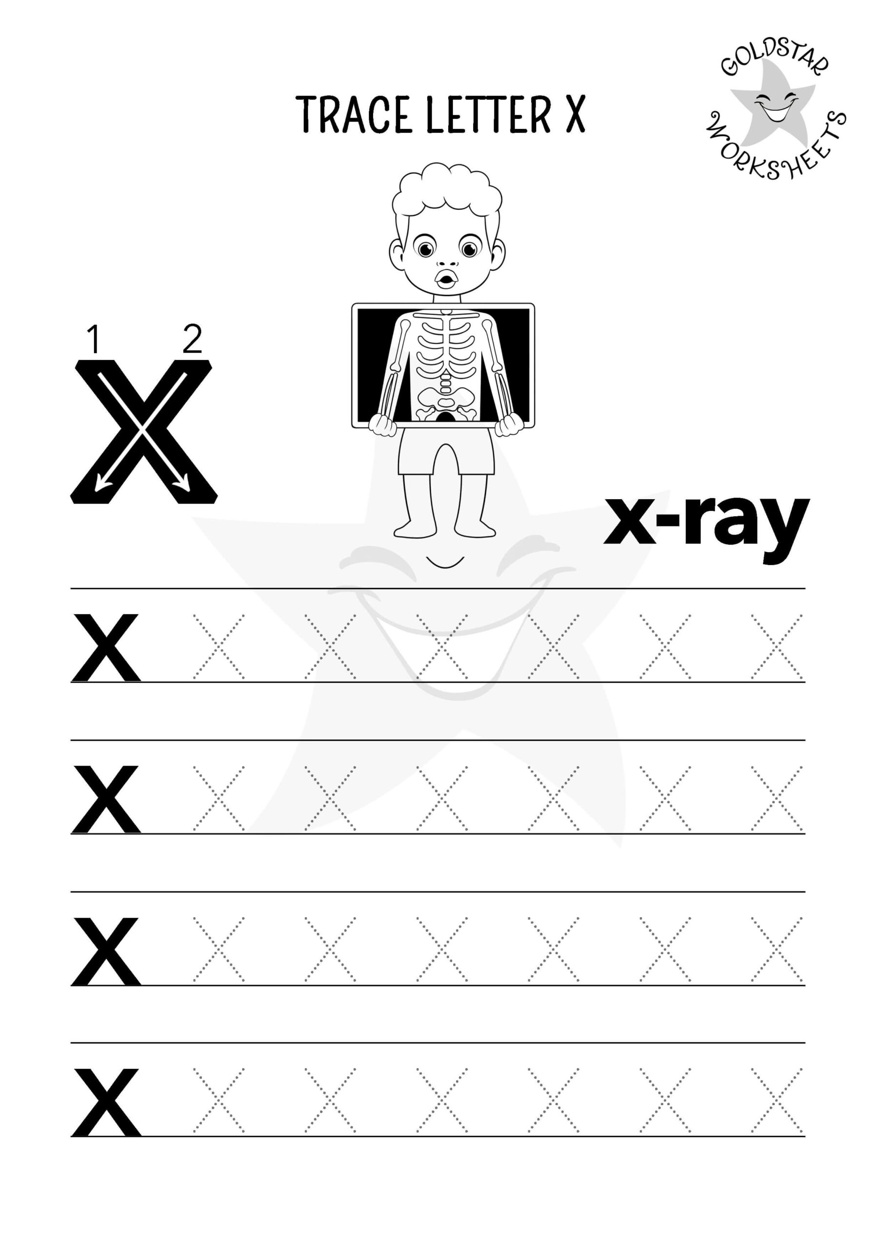 Free Printable Letter X Tracing Worksheets