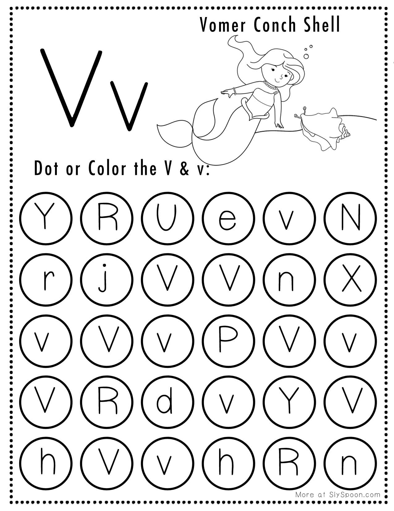 Free Alphabet Do A Dot Printables Worksheets Letter V Mermaid 