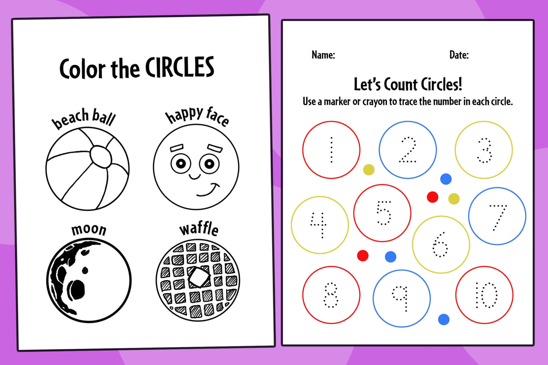 Free Circle Worksheets For Preschool The Hollydog Blog