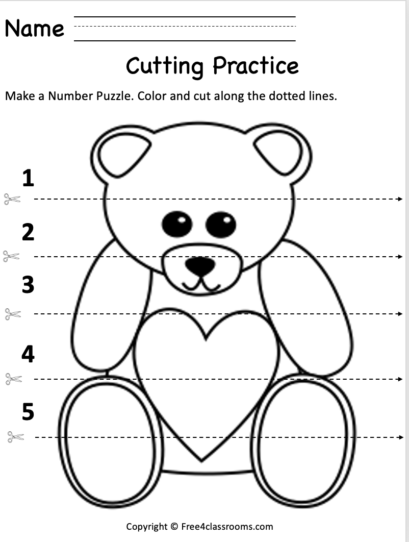 Free Cutting Practice Worksheet Fine Motor Skills Printable 