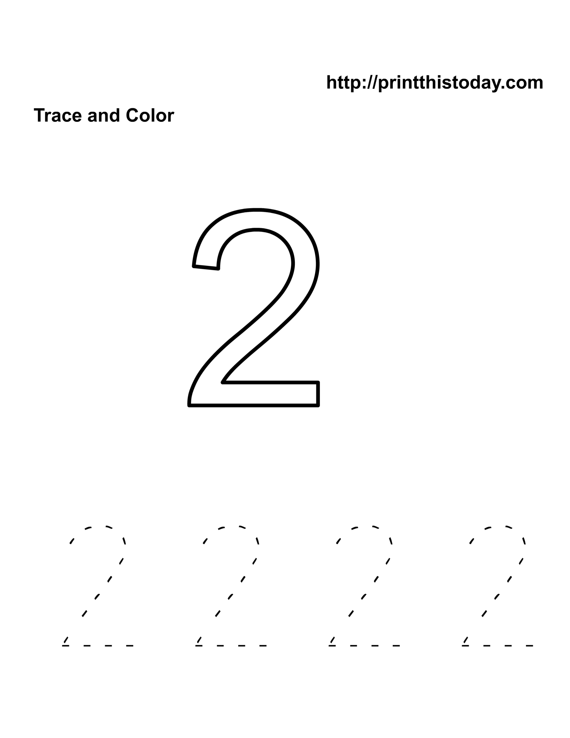 Free Kindergarten Math Worksheets Number Two 2 