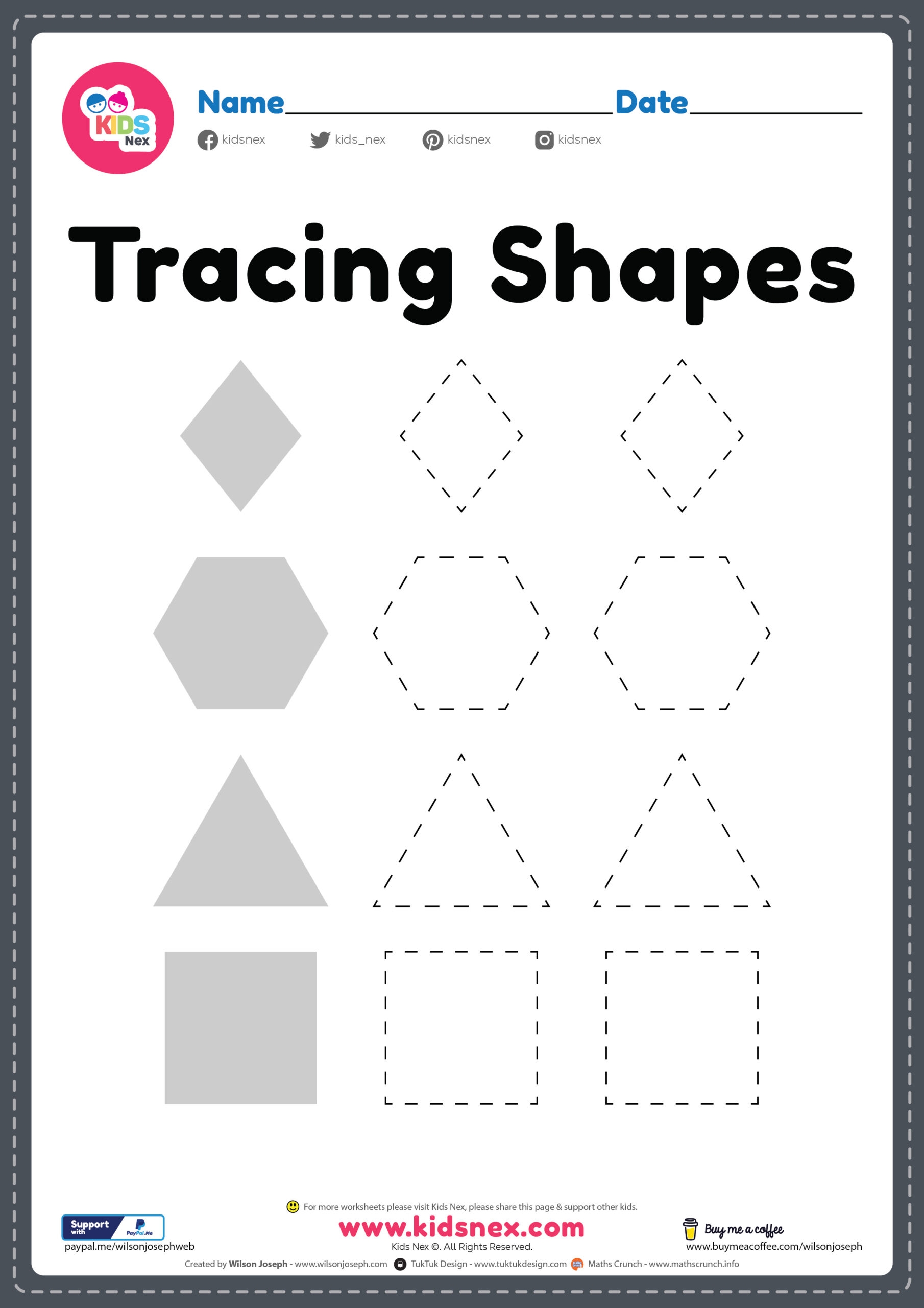 Free PDF Printable Tracing Shapes Kindergarten U0026 Preschool