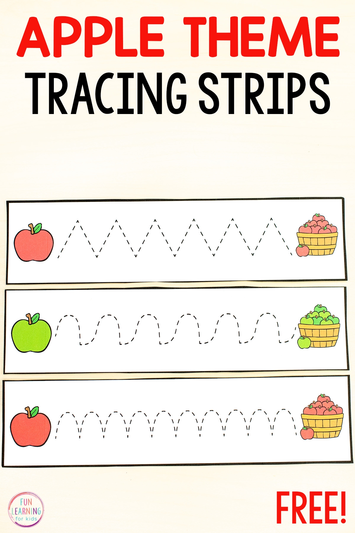 Free Printable Apple Fine Motor Tracing Strips For Pre Writing Practice