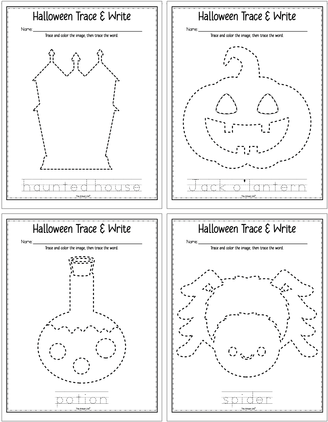 Free Printable Halloween Tracing Worksheets The Artisan Life