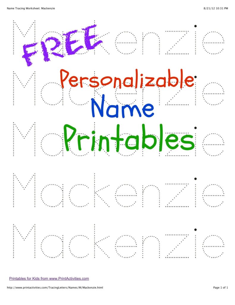 Preschool Free Printable Name Tracing