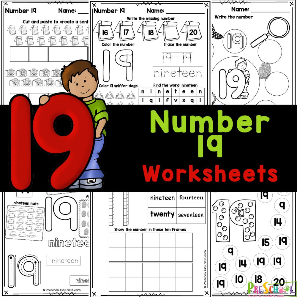 FREE Printable Number 19 Tracing Worksheets