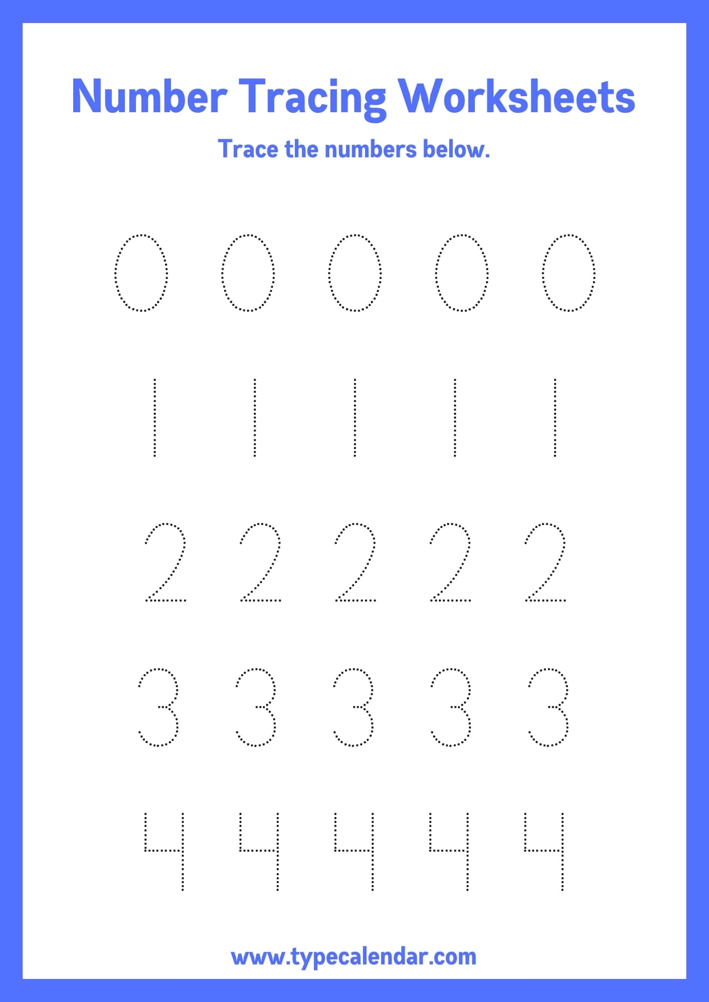 Printable Number Tracing Worksheets For Preschoolers
