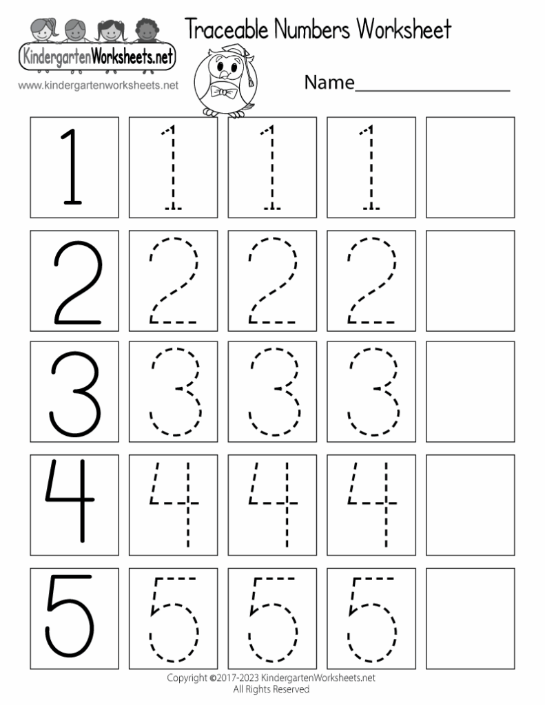 Free Kindergarten Worksheets Tracing Numbers