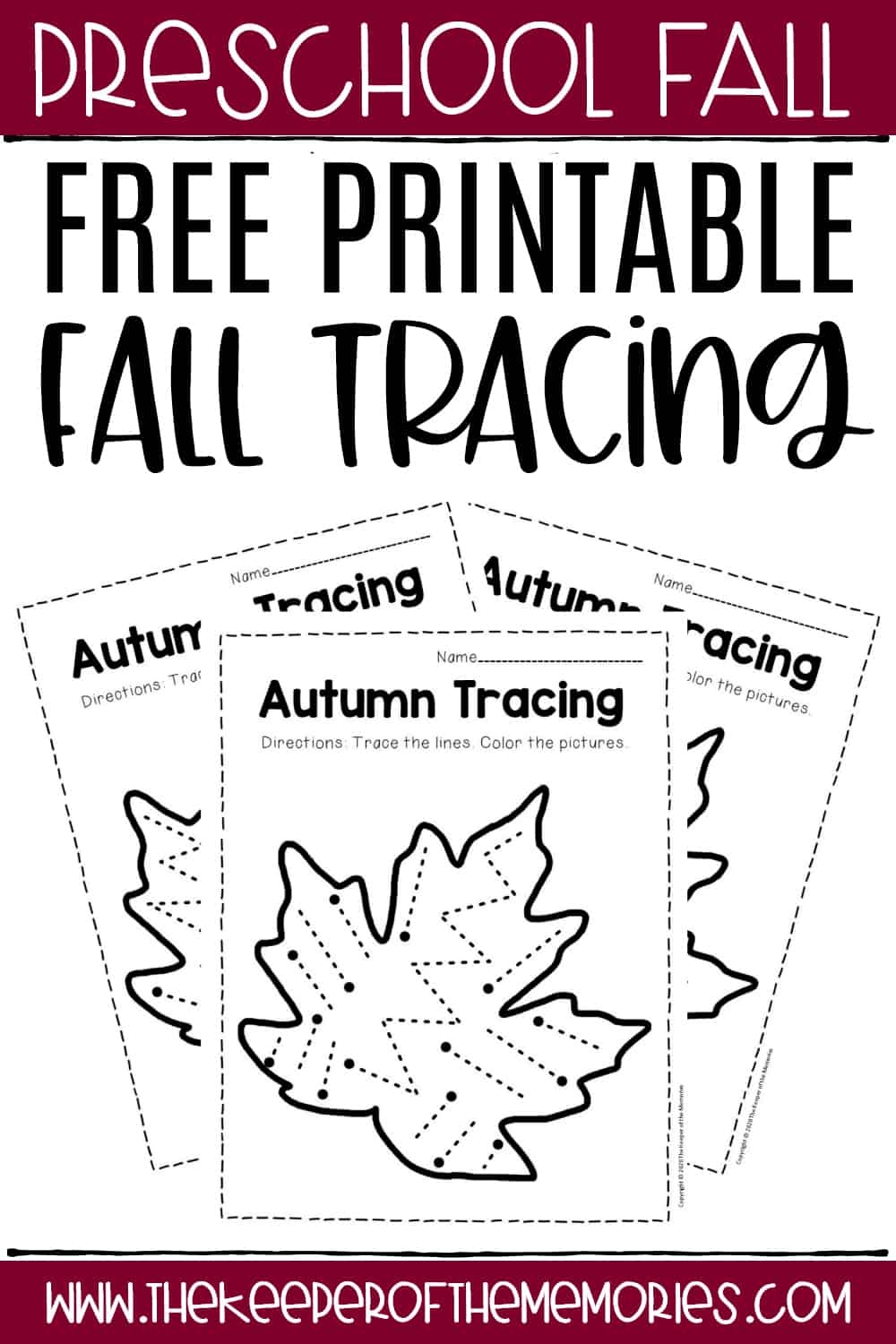 Free Printable Tracing Fall Preschool Worksheets The Keeper Of Free Printable Tracing Fall Preschool Worksheets The Keeper Of