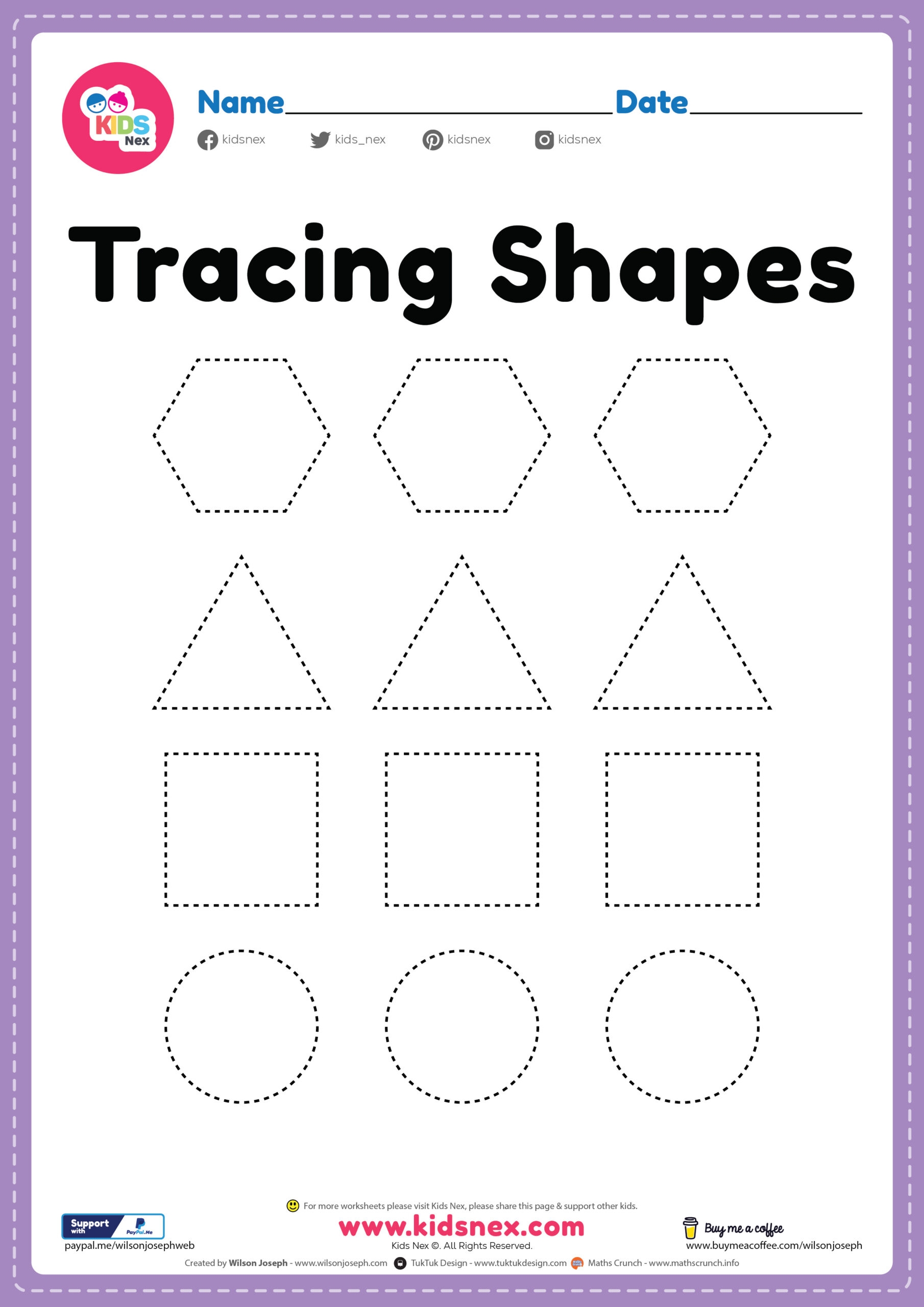 Tracing Worksheets For Preschool Printable