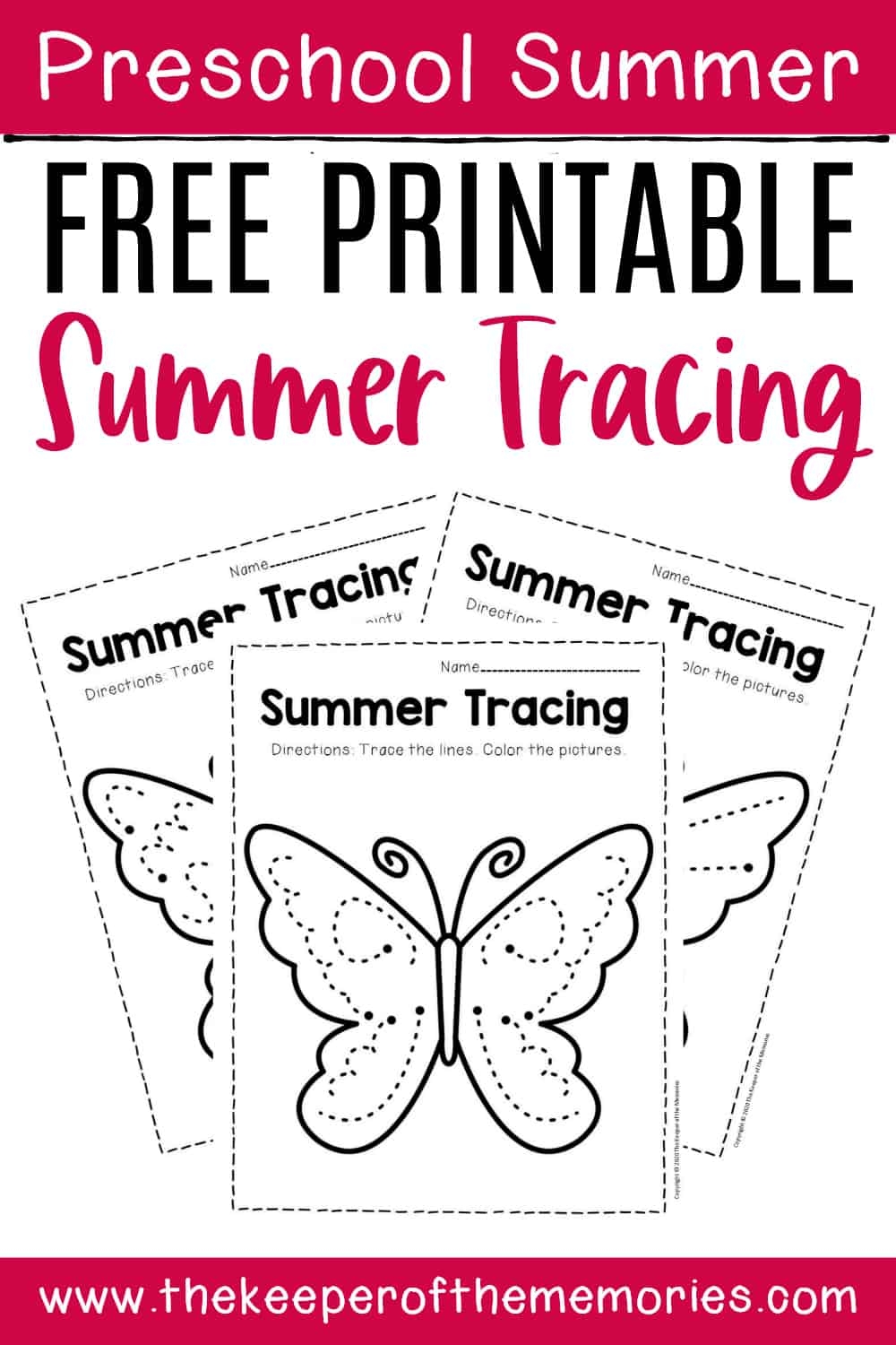 Free Printable Tracing Summer Preschool Worksheets The Keeper Of 