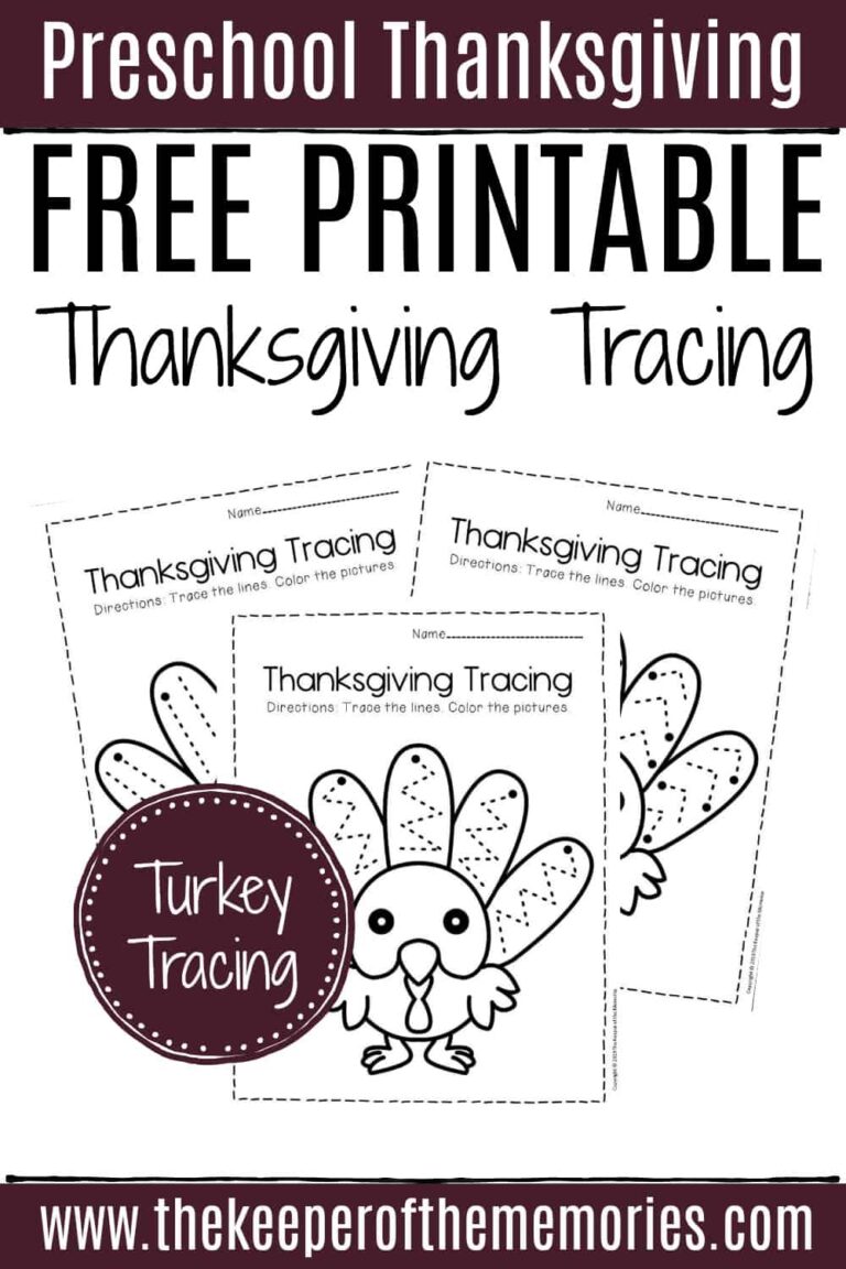 Free Printable Tracing Thanksgiving Preschool Worksheets