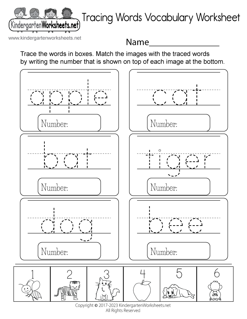 Kindergarten Tracing Worksheets Free