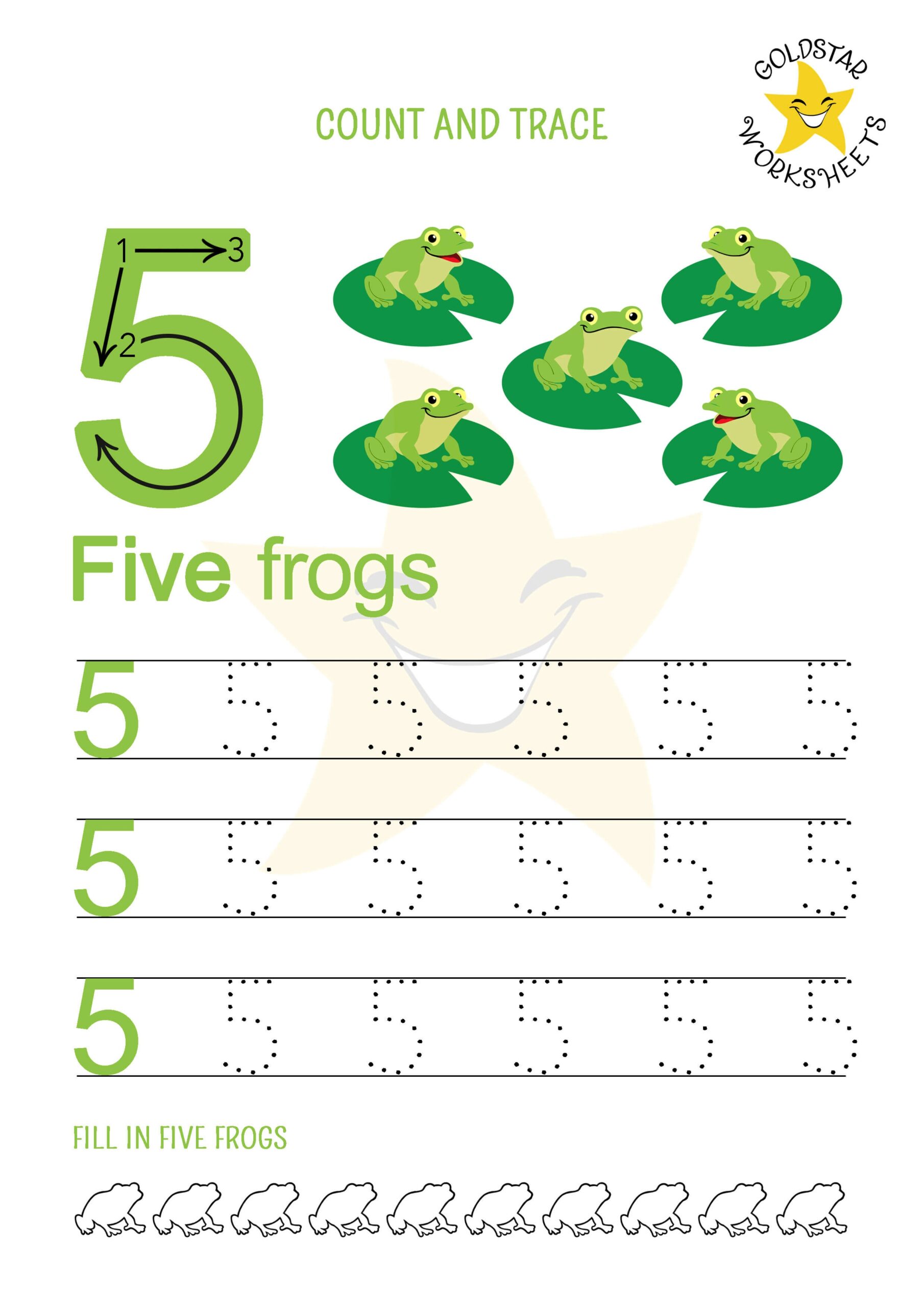 Free Printable Number 5 Tracing Worksheets