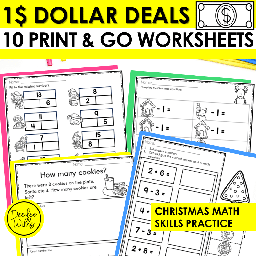 Kindergarten Christmas Math Worksheets Word Problem Number 