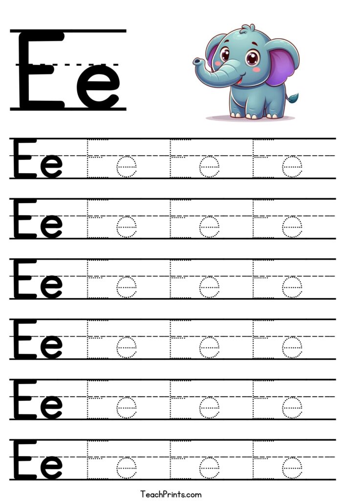 Free Printable Letter E Tracing Worksheets