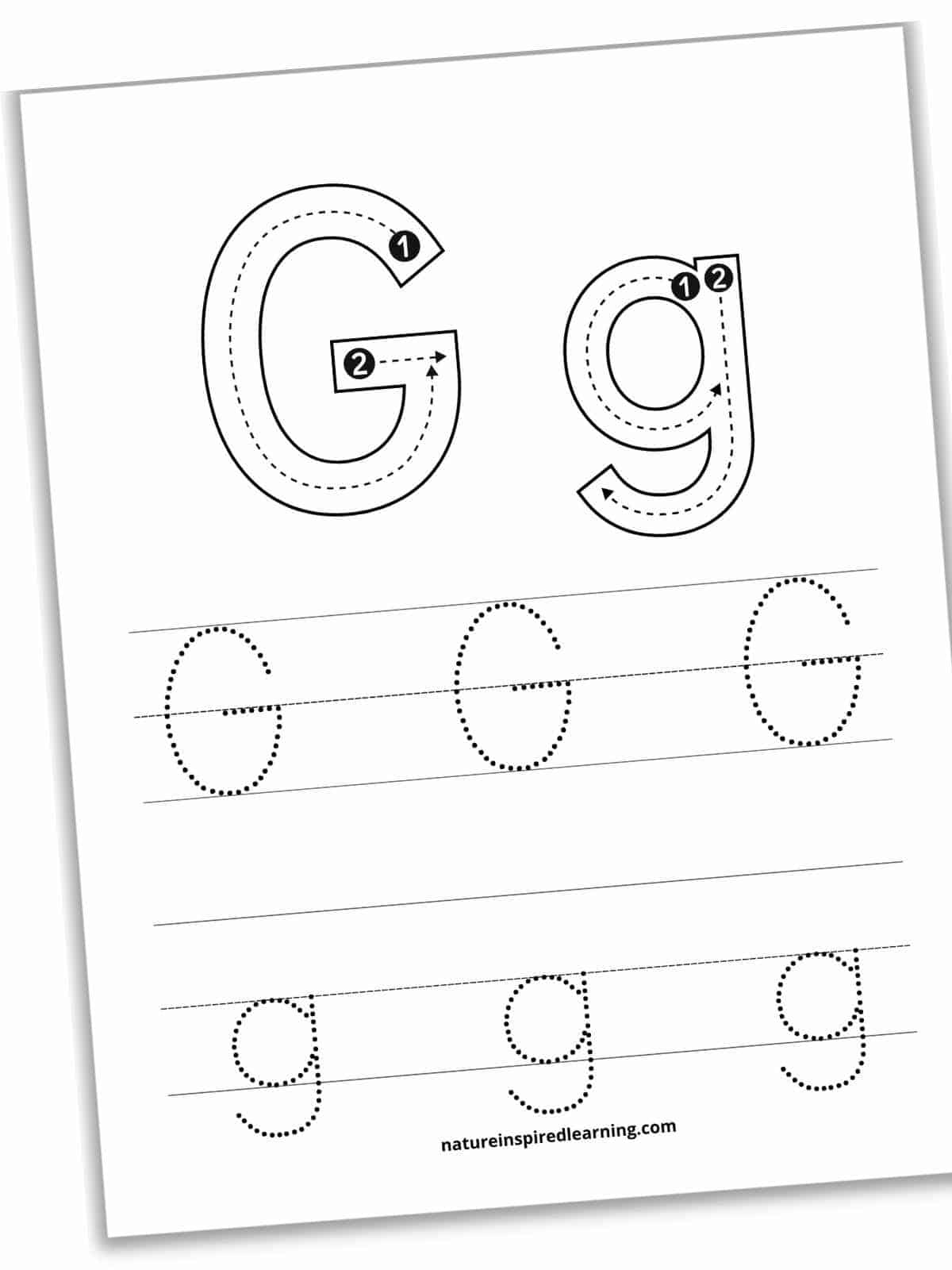 Letter G Tracing Worksheets Free Nature Inspired Learning