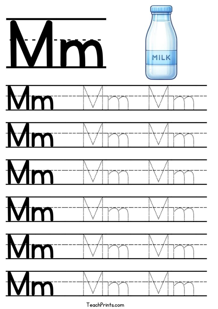Free Printable Letter Mm Tracing Worksheets