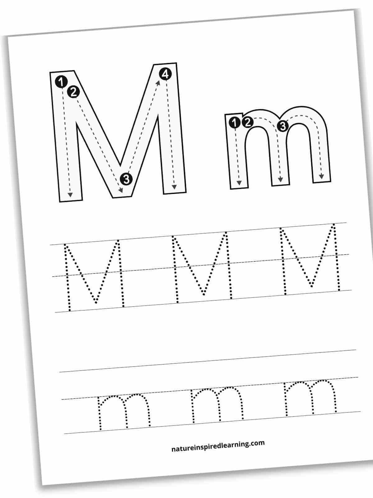 Letter M Tracing Worksheets Free Nature Inspired Learning