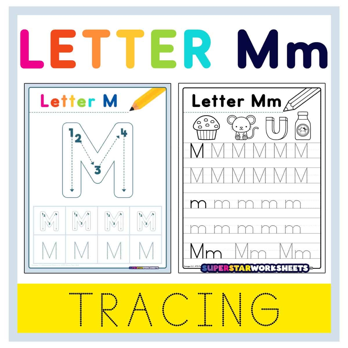 Letter M Tracing Worksheets Superstar Worksheets