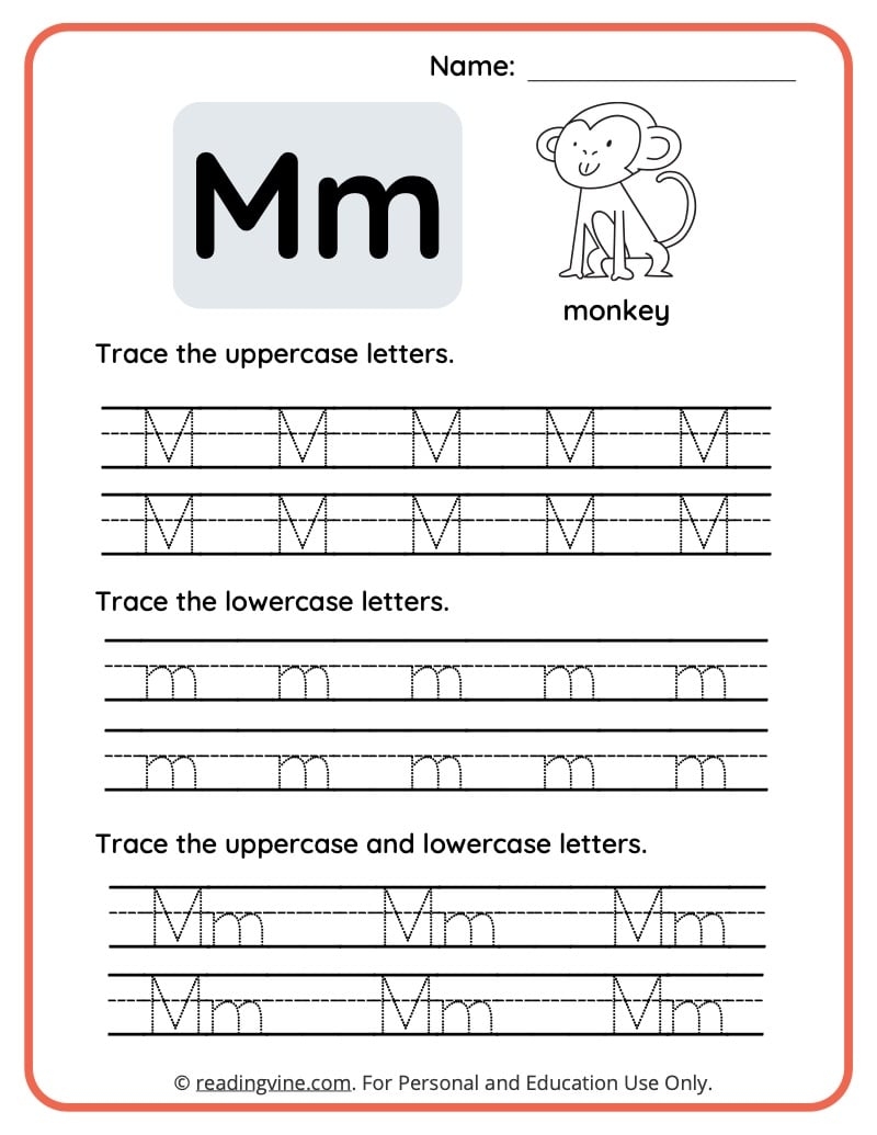 Free Printable Letter M Tracing Worksheets