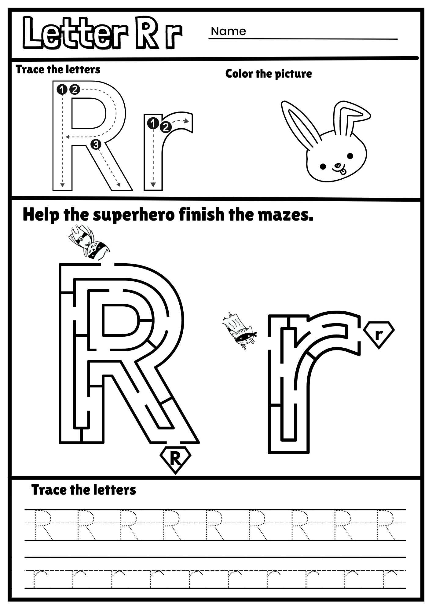 Free Printable Letter R Tracing Worksheets