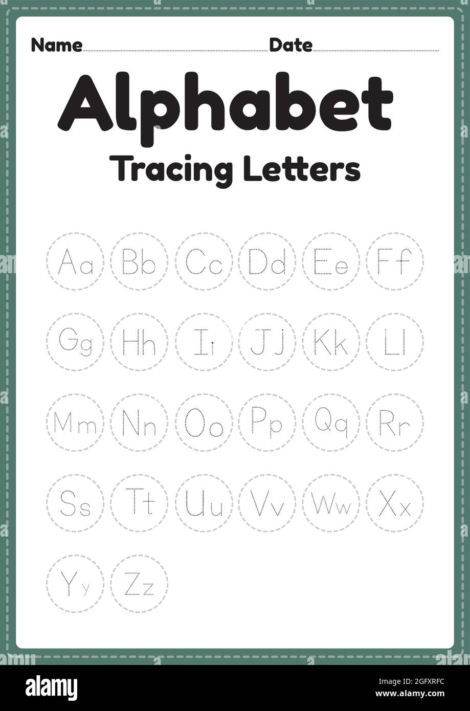 Letter Tracing Alphabet Worksheet For Kindergarten And Preschool Kids For Handwriting Practice And Educational Activities In A Printable Page Stock Vector Image U0026 Art Alamy