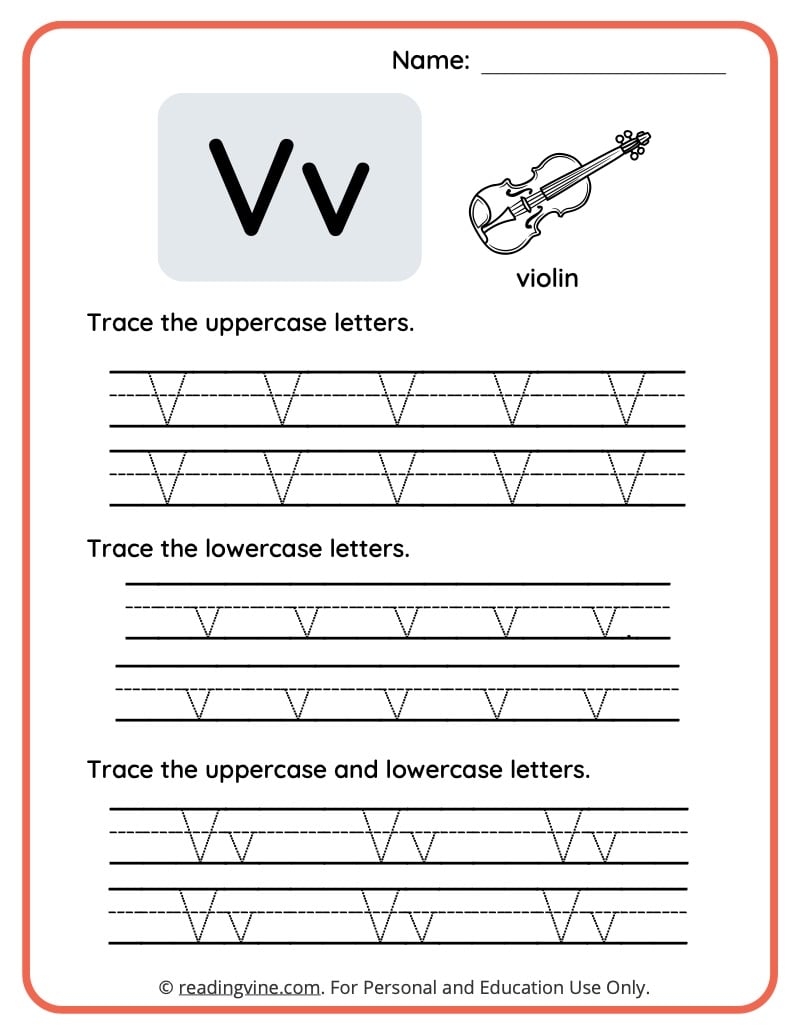 Letter V Worksheets For Preschool Free Printable
