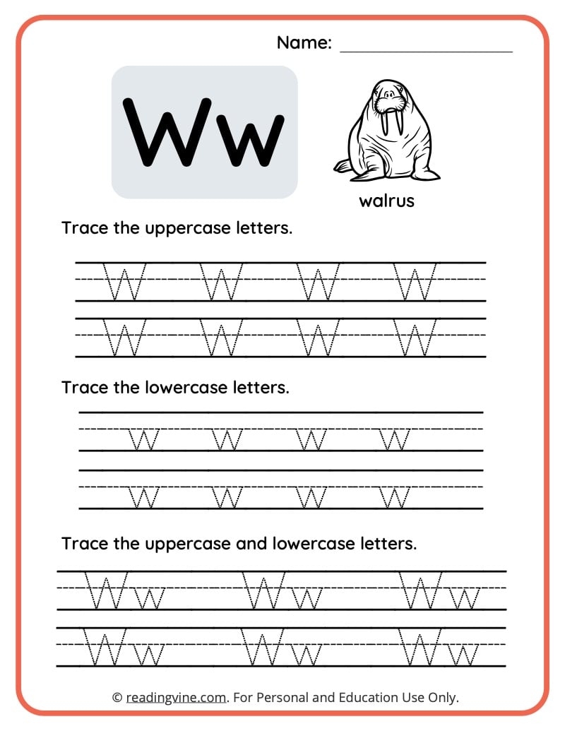 Free Printable Letter W Tracing Worksheets