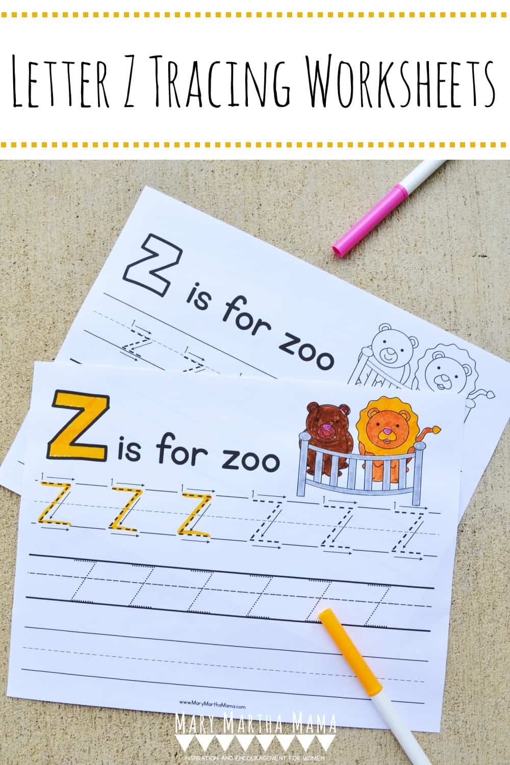 Letter Z Tracing Worksheets Mary Martha Mama