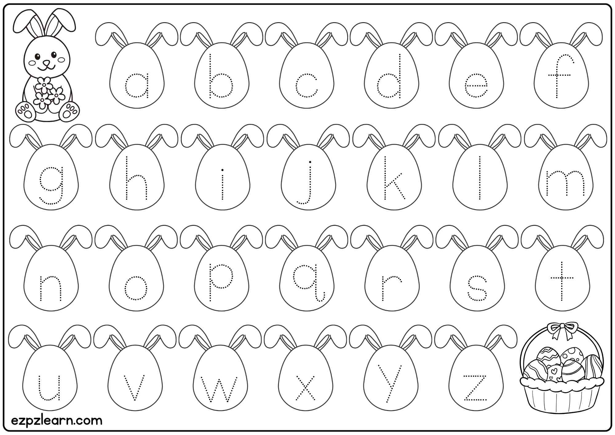 Lower Case ABC Easter Alphabet Tracing Worksheet Free PDF For Pre K U0026 Kindergarten Ezpzlearn Lower Case ABC Easter Alphabet Tracing Worksheet Free PDF For Pre K U0026 Kindergarten Ezpzlearn