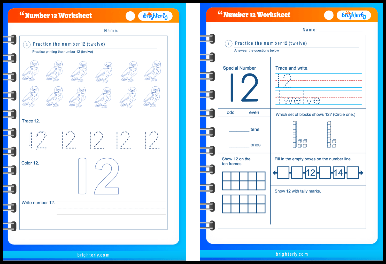 Number 12 Worksheets PDF