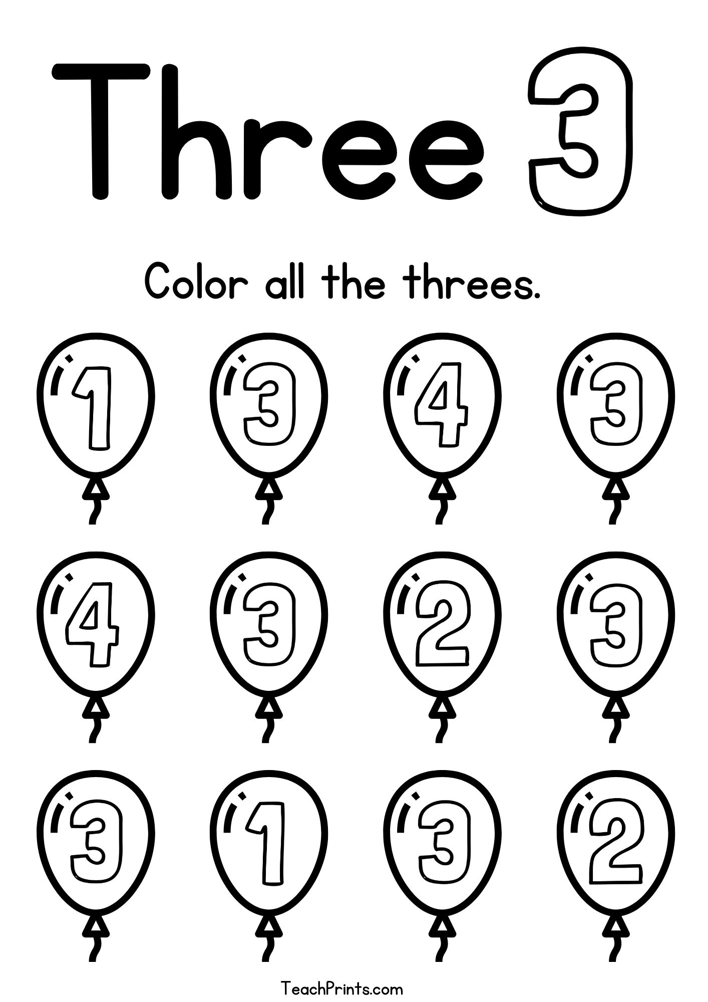 Number 3 Tracing Worksheets Free Printables Teach Prints