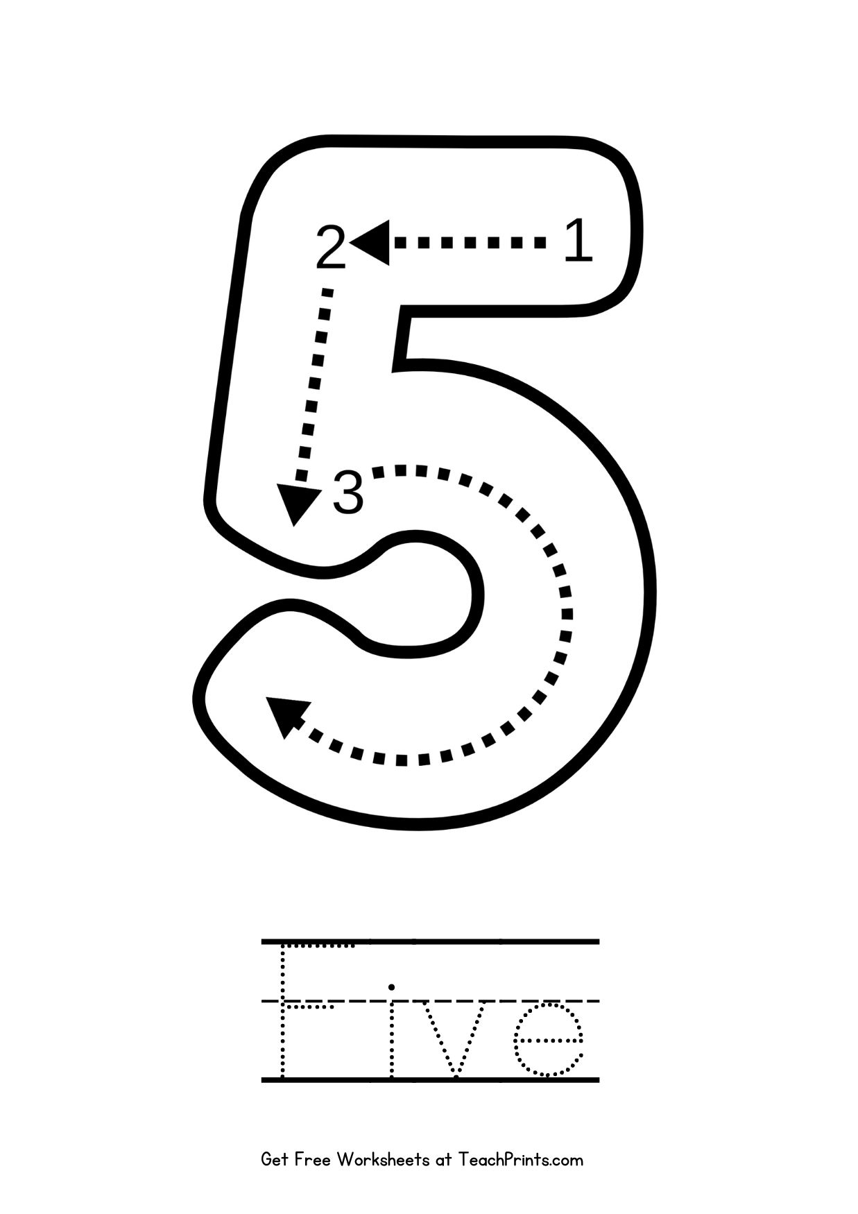 Number 5 Tracing Worksheets Free Printables Teach Prints