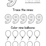Free Printable Number 9 Tracing Worksheets