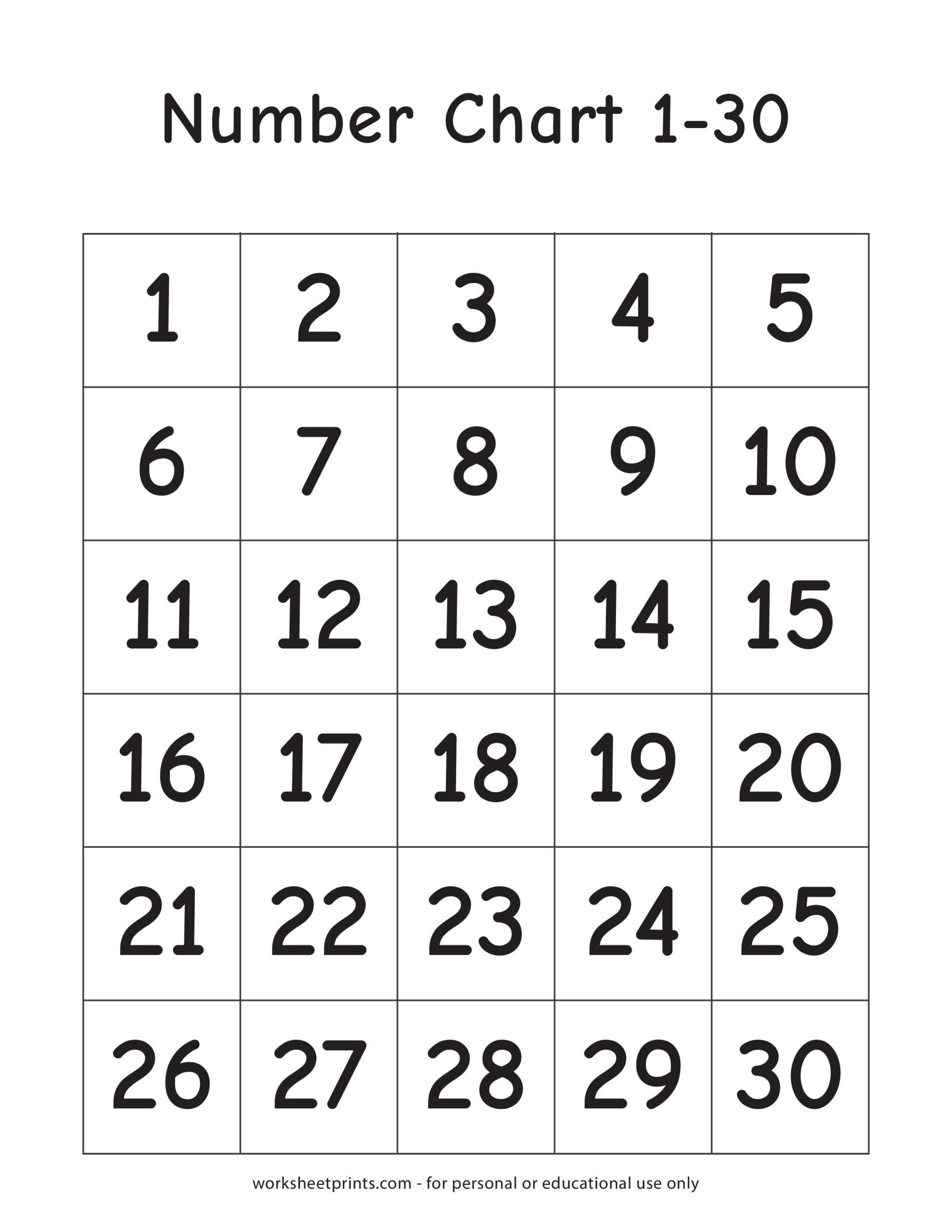 Number Chart 1 30 Printable